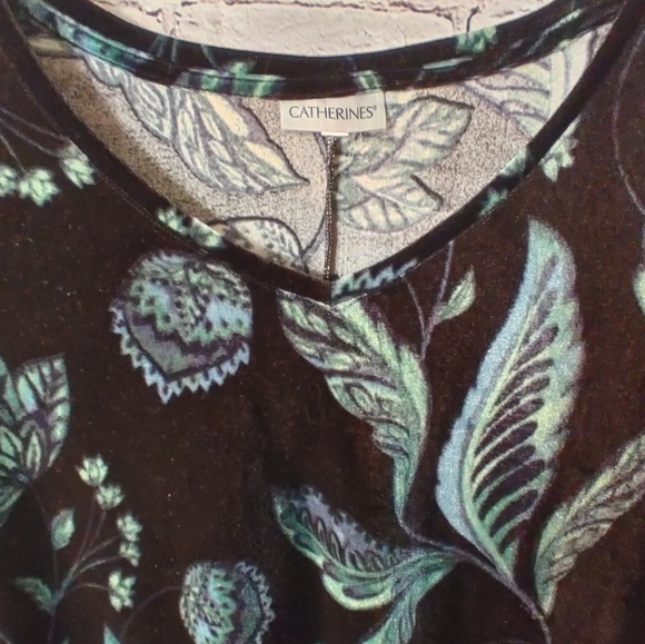 Catherines Black Jewel Velvet Art to Wear 3/4 Sleeve Top 4X - Picture 3 of 12